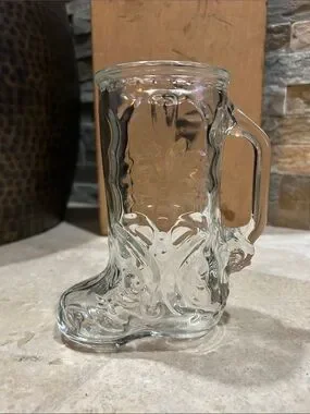 Dining | Vintage Clear Embossed Western Glass Cowboy Boot Shaped Mug ...